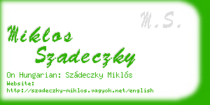 miklos szadeczky business card