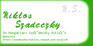 miklos szadeczky business card